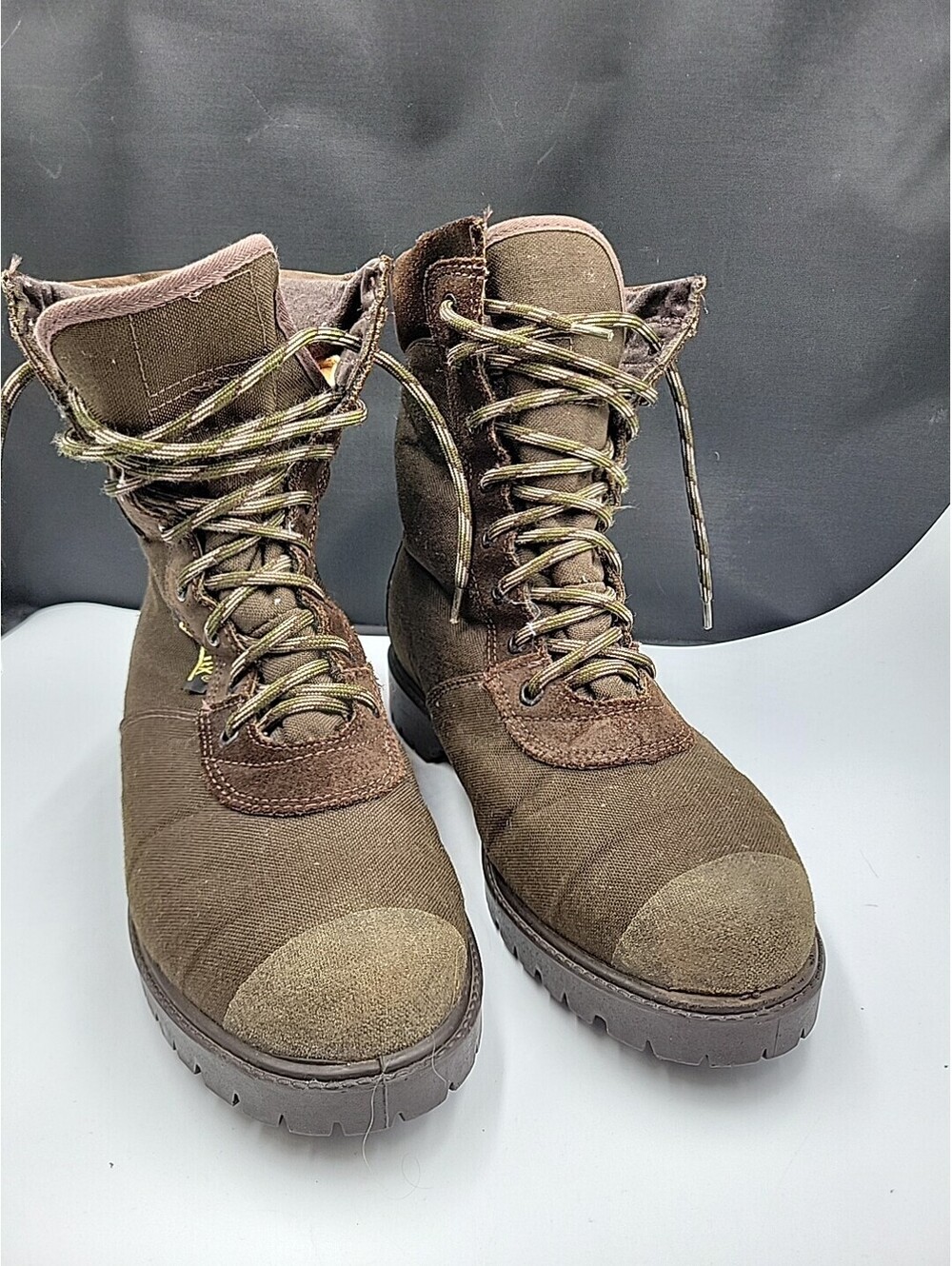 Vintage 1970s Rocky Brown Canvas Gortex Work Boots USA  Size 9.5